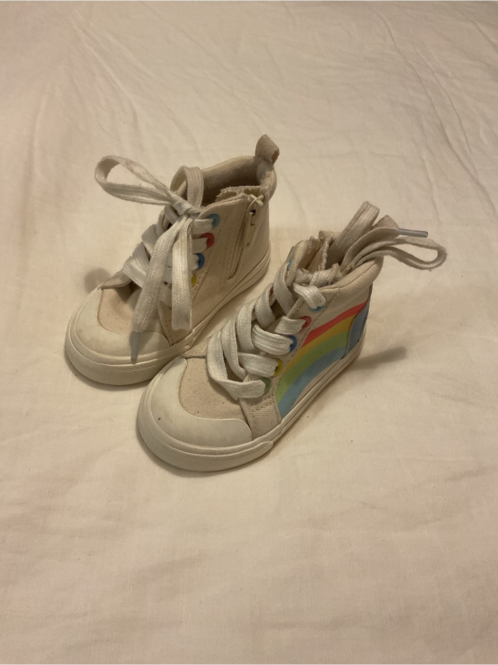 Cat & Jack White High-Top Sneakers with Rainbow Side
